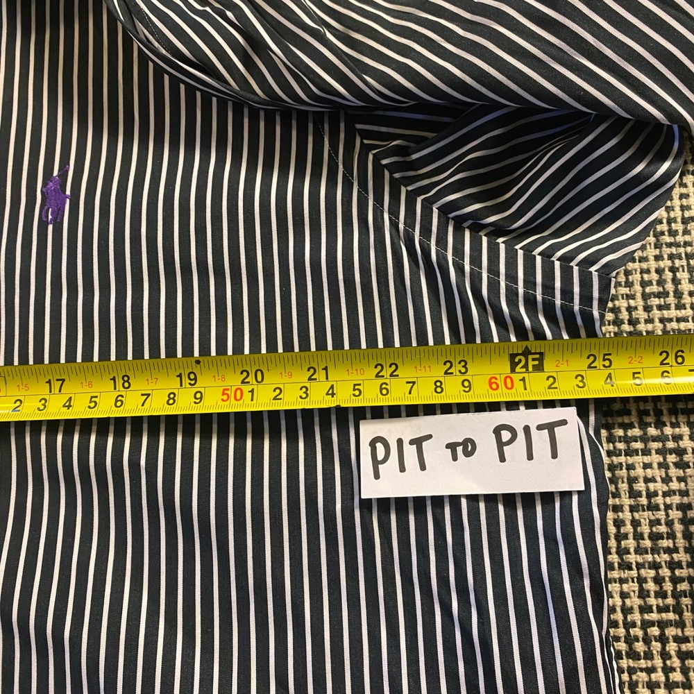 Ralph Lauren Button Down Old Money Preppy Mens Custom Fit XL Navy White Stripe - Picture 7 of 10